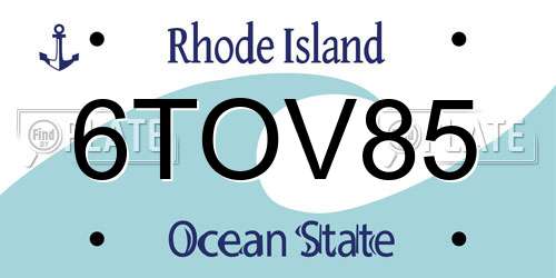 6TOV85 Rhode Island License Plate