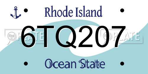 6TQ207 Rhode Island License Plate