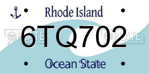 6TQ702 Rhode Island License Plate
