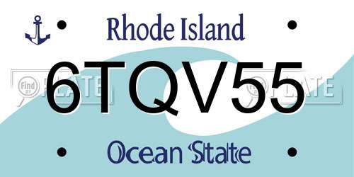 6TQV55 Rhode Island License Plate
