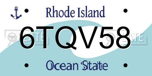6TQV58 Rhode Island License Plate