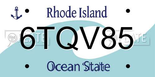 6TQV85 Rhode Island License Plate