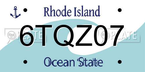 6TQZ07 Rhode Island License Plate