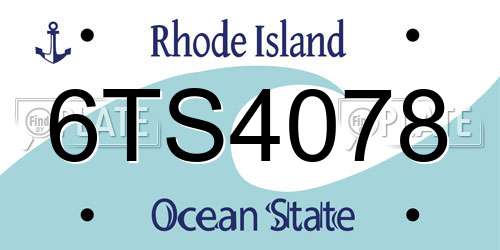 6TS4078 Rhode Island License Plate