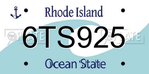 6TS925 Rhode Island License Plate