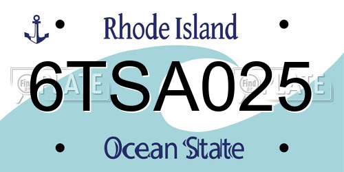 6TSA025 Rhode Island License Plate