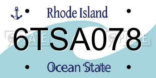 6TSA078 Rhode Island License Plate