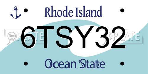 6TSY32 Rhode Island License Plate