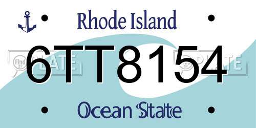 6TT8154 Rhode Island License Plate