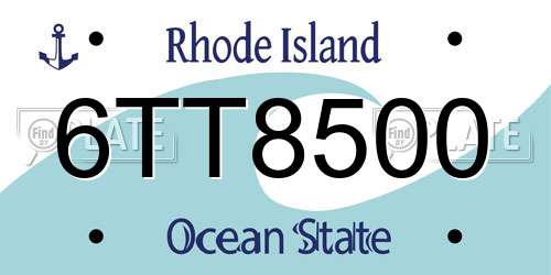 6TT8500 Rhode Island License Plate