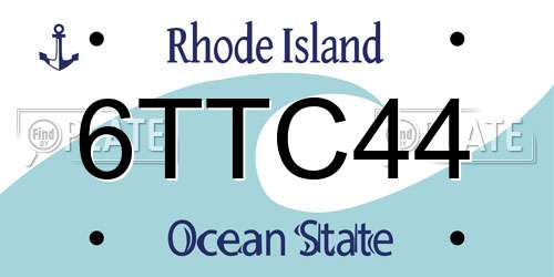 6TTC44 Rhode Island License Plate