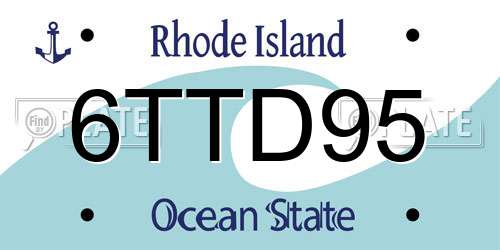 6TTD95 Rhode Island License Plate