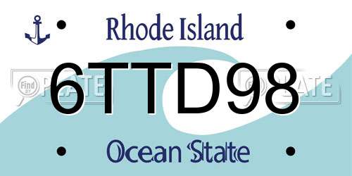 6TTD98 Rhode Island License Plate