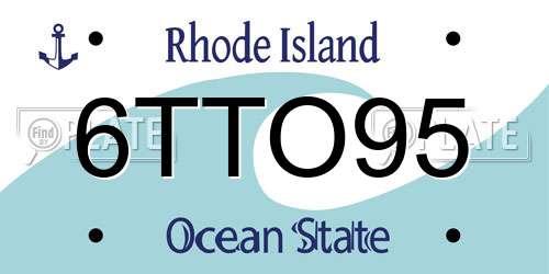 6TTO95 Rhode Island License Plate