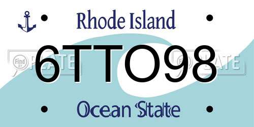 6TTO98 Rhode Island License Plate