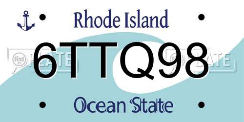 6TTQ98 Rhode Island License Plate