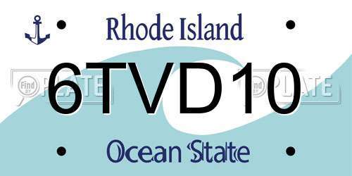 6TVD10 Rhode Island License Plate