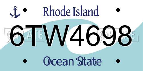 6TW4698 Rhode Island License Plate