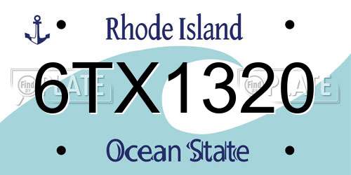6TX1320 Rhode Island License Plate