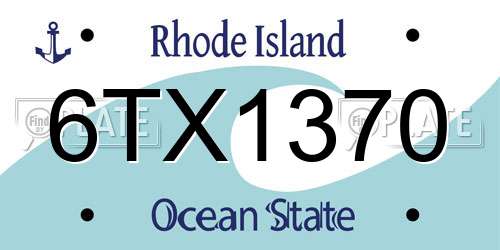6TX1370 Rhode Island License Plate
