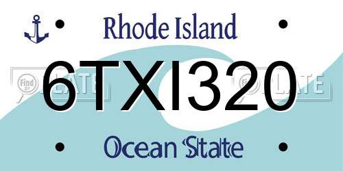 6TXI320 Rhode Island License Plate