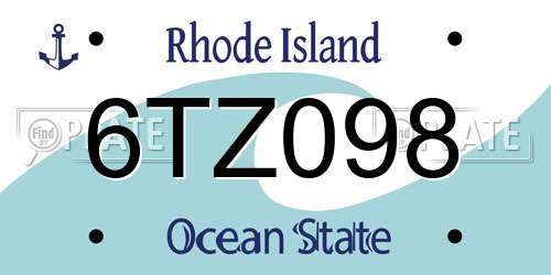 6TZ098 Rhode Island License Plate