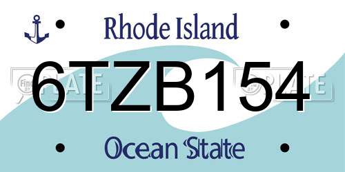 6TZB154 Rhode Island License Plate