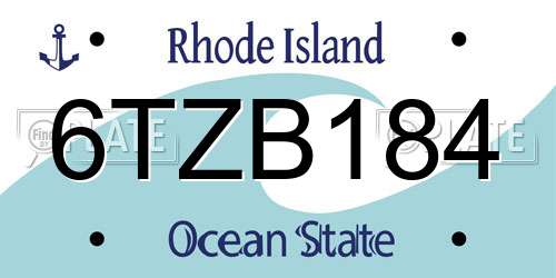 6TZB184 Rhode Island License Plate