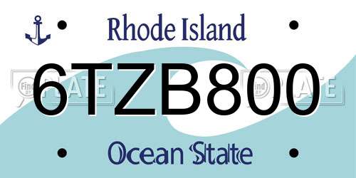 6TZB800 Rhode Island License Plate