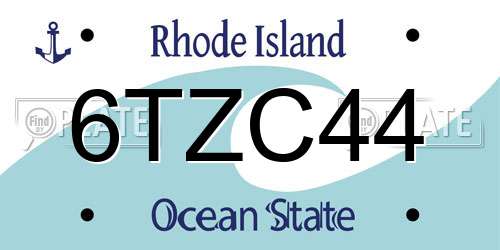 6TZC44 Rhode Island License Plate