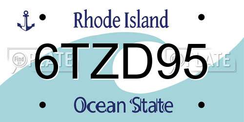 6TZD95 Rhode Island License Plate
