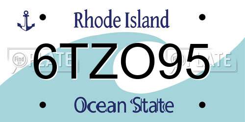6TZO95 Rhode Island License Plate