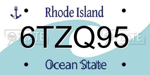 6TZQ95 Rhode Island License Plate