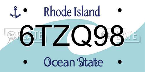 6TZQ98 Rhode Island License Plate
