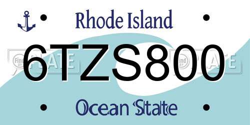 6TZS800 Rhode Island License Plate