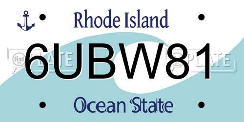 6UBW81 Rhode Island License Plate