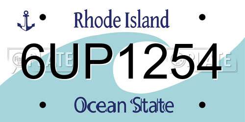 6UP1254 Rhode Island License Plate