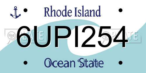 6UPI254 Rhode Island License Plate