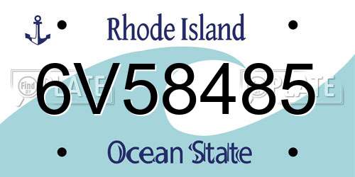 6V58485 Rhode Island License Plate