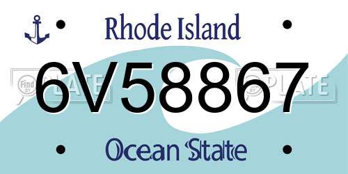 6V58867 Rhode Island License Plate