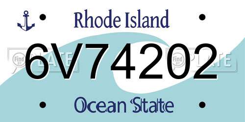 6V74202 Rhode Island License Plate