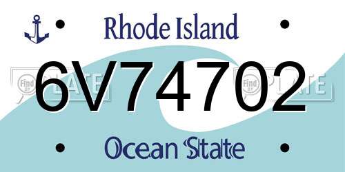 6V74702 Rhode Island License Plate