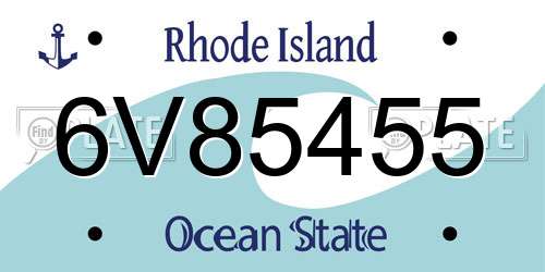 6V85455 Rhode Island License Plate