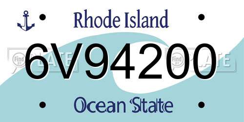 6V94200 Rhode Island License Plate