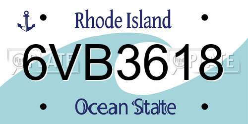 6VB3618 Rhode Island License Plate