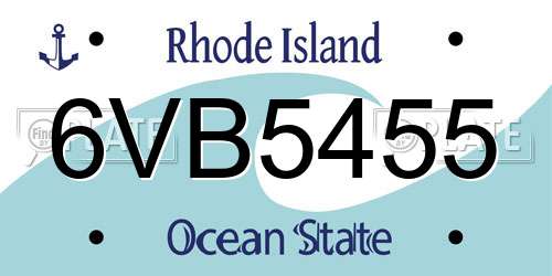 6VB5455 Rhode Island License Plate