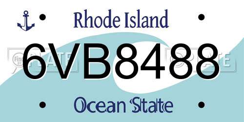 6VB8488 Rhode Island License Plate