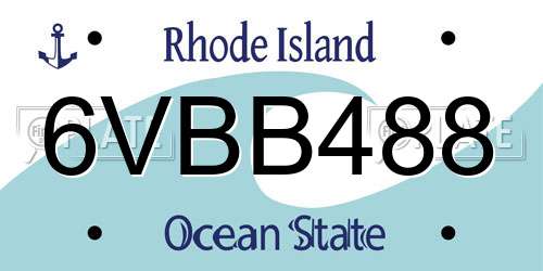 6VBB488 Rhode Island License Plate