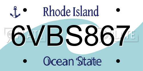 6VBS867 Rhode Island License Plate