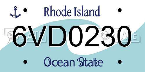 6VD0230 Rhode Island License Plate